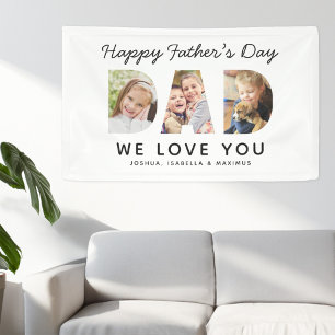 Happy Fathers Day Dad Custom Photo Collage Banner
