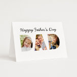 Happy Fathers Day Dad Custom Photo Collage Card<br><div class="desc">Create a stylish and memorable card for Dad this Father's Day! This custom folded greeting card features a collage of three favorite family pictures of the kids designed as a modern and bold sans serif typography design. Personalize the custom text on the inside of the card with the names of...</div>