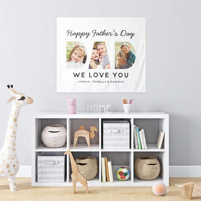 Happy Fathers Day Dad Custom Photo Collage Tapestry (Creator Uploaded)