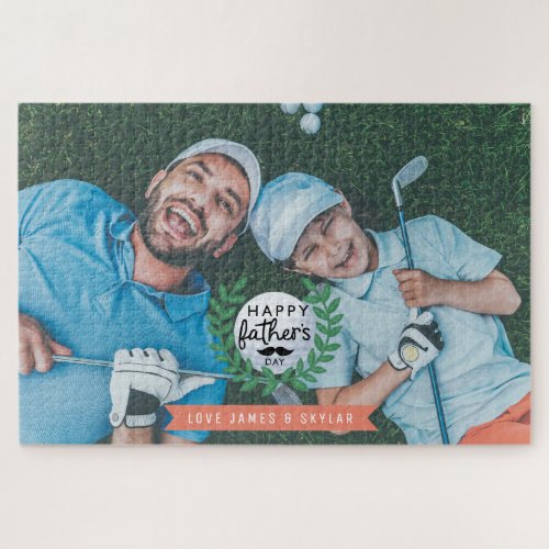 Happy Fathers Day Dad Golf Crest Full Photo Jigsaw Puzzle