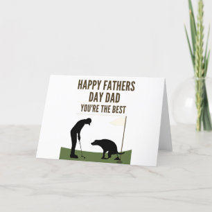 Happy Fathers Day Dad Golfing Dog Poop Letterpress Thank You Card