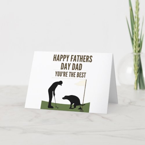 Happy Fathers Day Dad Golfing Dog Poop Thank You Card