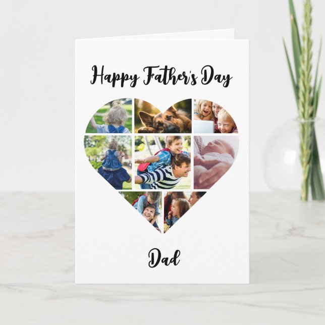Happy Father's Day Dad Heart Shaped Photo Card (Front)