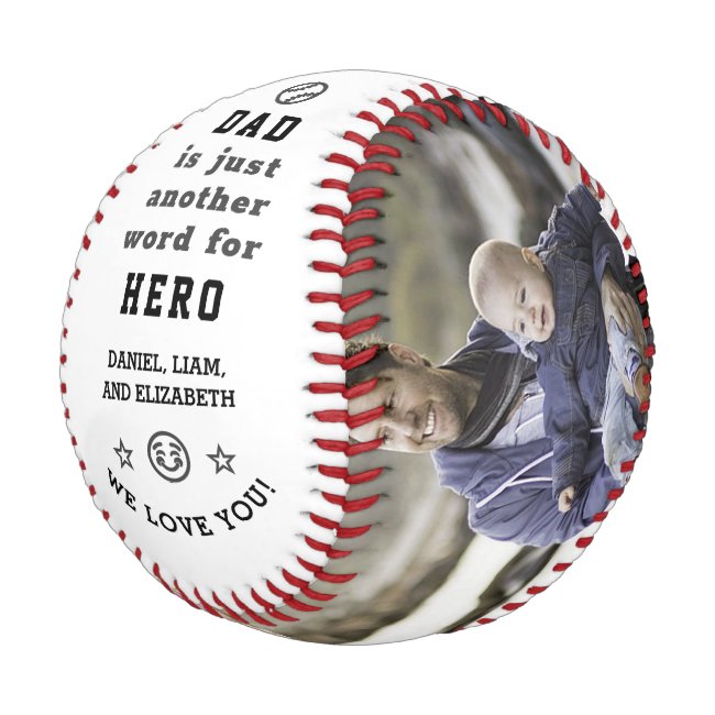 Happy Father's Day Dad Hero Photo Collage + Names Baseball