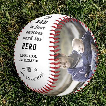 Happy Father's Day Dad Hero Photo Collage   Names Baseball