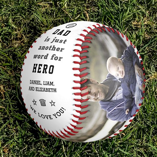 Happy Fathers Day Dad Hero Photo Collage  Names Baseball