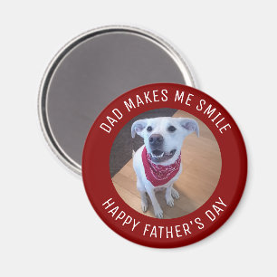 Happy Father's Day Dad Makes Me Smile Dog Photo Magnet