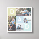 Happy Fathers Day Dad Modern Multi Photo Grid Canvas Print<br><div class="desc">A beautiful personalized canvas print to give to your dad, that he'll cherish forever. Special personalized photo collage canvas print to display your own special family photos and memories. Our design features a simple 4 photo collage grid design with "dad" letters displayed in the grid design. Perfect gift for father's...</div>