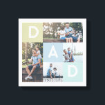 Happy Fathers Day Dad Modern Multi Photo Grid Canvas Print<br><div class="desc">A beautiful personalized canvas print to give to your dad, that he'll cherish forever. Special personalized photo collage canvas print to display your own special family photos and memories. Our design features a simple 4 photo collage grid design with "dad" letters displayed in the grid design. Perfect gift for father's...</div>