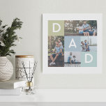Happy Fathers Day Dad Modern Multi Photo Grid Faux Canvas Print<br><div class="desc">A beautiful personalized canvas print to give to your dad, that he'll cherish forever. Special personalized photo collage canvas print to display your own special family photos and memories. Our design features a simple 4 photo collage grid design with "dad" letters displayed in the grid design. Perfect gift for father's...</div>