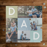 Happy Fathers Day Dad Modern Multi Photo Grid Jigsaw Puzzle<br><div class="desc">Send a beautiful personalized puzzle to your dad that he'll cherish forever. Special personalized photo collage puzzle to display your own special family photos and memories. Our design features a simple 4 photo collage grid design with "dad" letters displayed in the grid design along with happy fathers' day.</div>