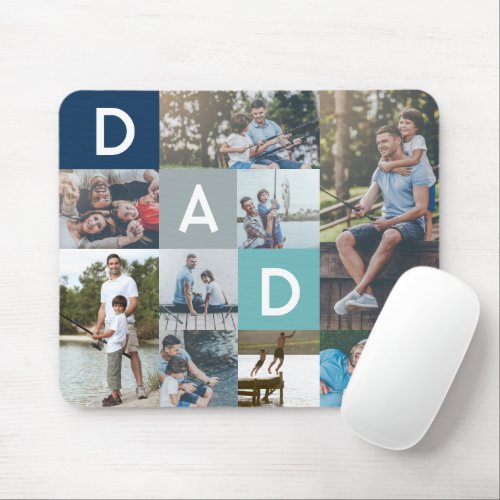 Happy Fathers Day Dad Modern Multi Photo Grid Mouse Pad