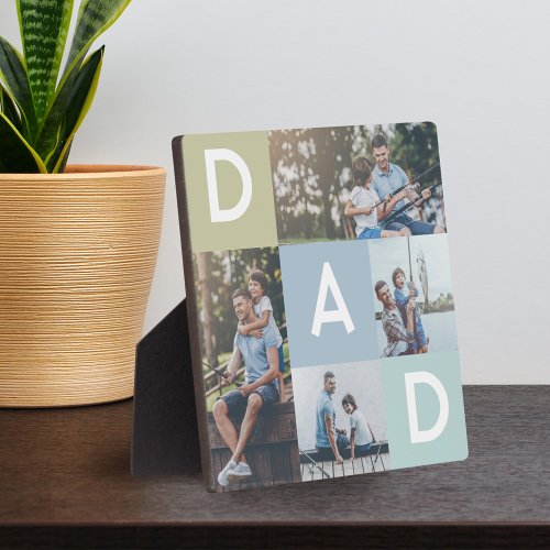 Happy Fathers Day Dad Modern Multi Photo Grid Plaque