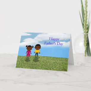 Happy Father's Day Dad with African American kids Card