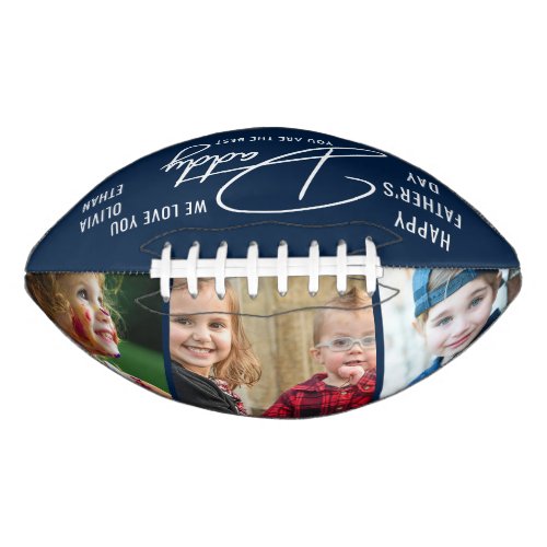 Happy Fathers Day Daddy 3 Photo Collage  Blue Football