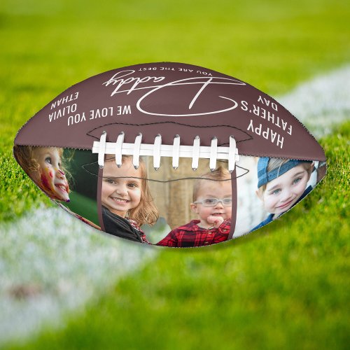 Happy Fathers Day Daddy 3 Photo Collage  Brown Football