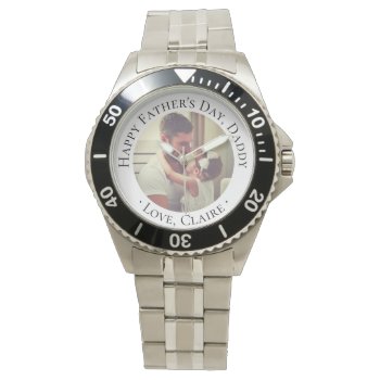 Happy Father's Day Daddy Custom Photo Gift Watch by UniquePhotoGifts at Zazzle