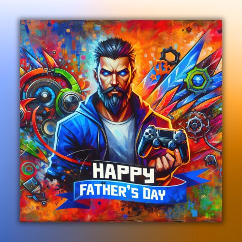 Happy Fathers Day Daddy Gamer  Photo Print