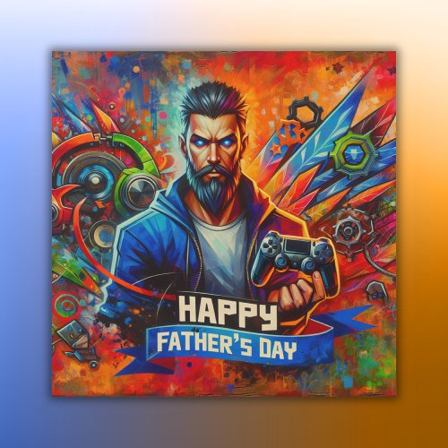 Happy Fathers Day Daddy Gamer  Wood Wall Art