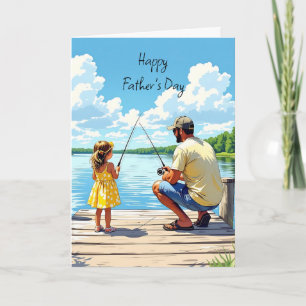Happy Father's Day Daughter and Dad Fishing Card