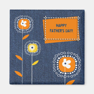 Happy Father's Day Denim Pattern  Magnet