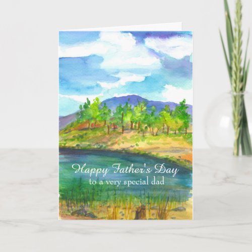 Happy Fathers Day Desert Mountain Lake Card