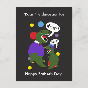 Happy Fathers Day Dinosaur From Son Personalize Postcard