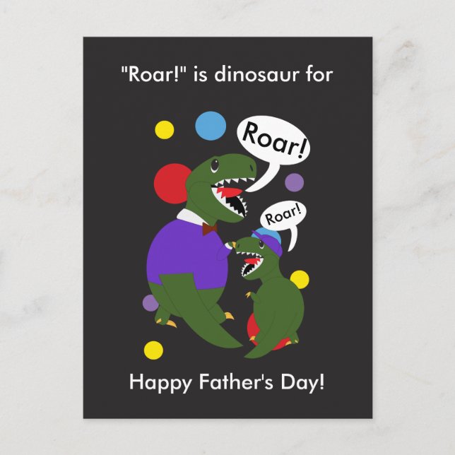 Happy Fathers Day Dinosaur From Son Personalize Postcard (Front)