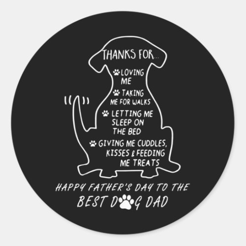 Happy Fathers Day Dog Dad  Classic Round Sticker