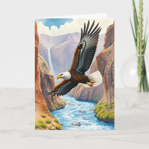Happy Father's Day Eagle Soaring over Canyon Card
