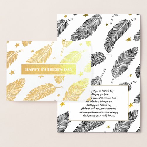 Happy Father's Day. Elegant Feather Pattern Foil Card