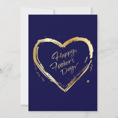 Happy Fathers Day Elegant Gold Calligraphy Navy Holiday Card