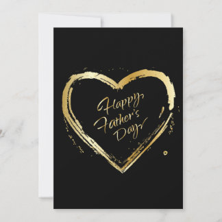 Happy Father's Day! Elegant Gold Heart Calligraphy Holiday Card