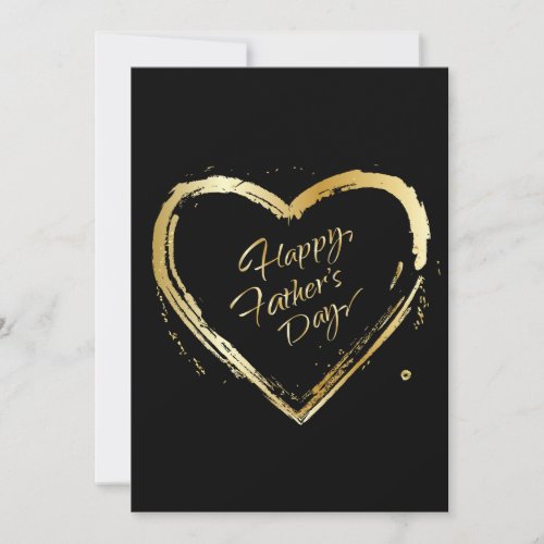 Happy Father's Day! Elegant Gold Heart Calligraphy Holiday Card
