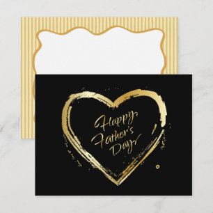 Happy Father's Day! Elegant Gold Heart Calligraphy Note Card
