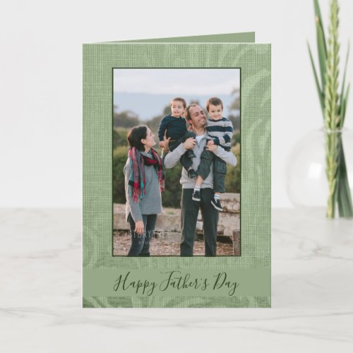 Happy Fathers Day Elegant Green Photo Card