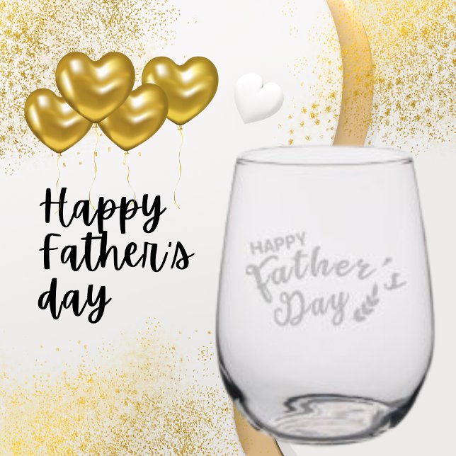 Happy Father's Day Elegant Script Etched Glassware (Creator Uploaded)