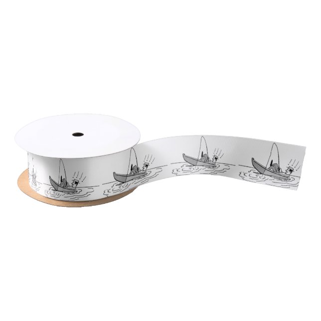 Happy Father's Day - Fishing Boat Satin Ribbon (Spool)