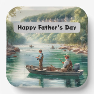 Happy Fathers Day Fishing Paper Plates