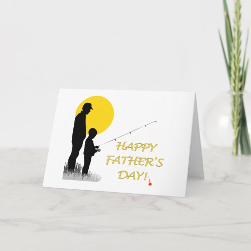 Happy Fathers Day Fishing Silhouette Card