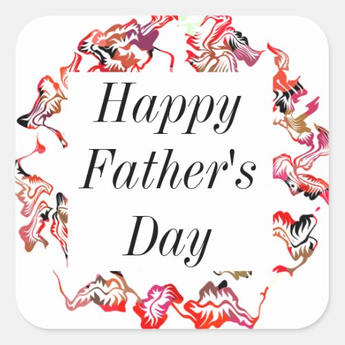 Happy Fathers Day Flower Crest Floral Classy Cool Square Sticker
