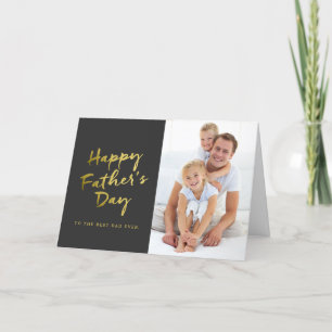 Happy Father's Day Folded Photo Card Black