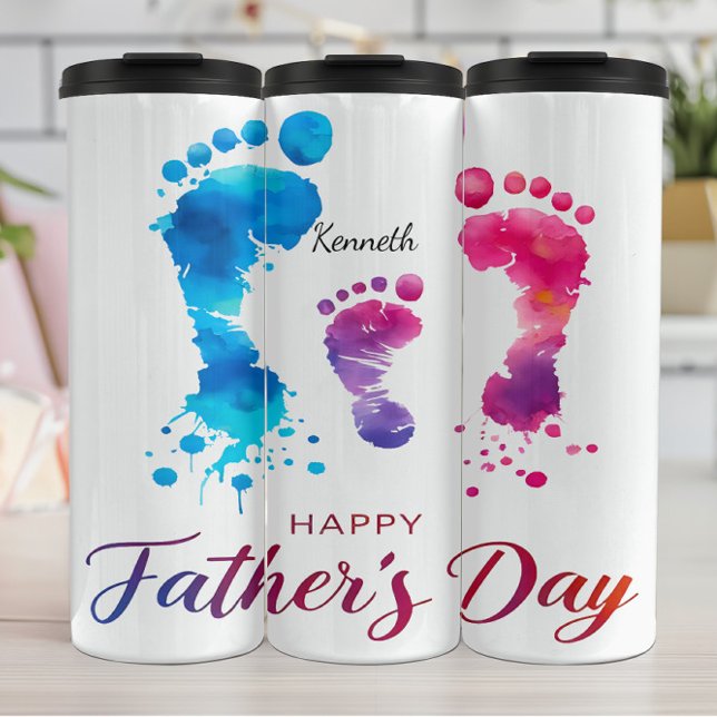 Happy Father's Day Footprint Art Thermal Tumbler (Creator Uploaded)