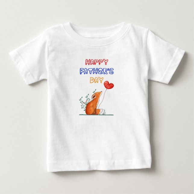 Happy Father's Day Foxes Dad Daddy Gift Fox Father Baby T-Shirt (Front)