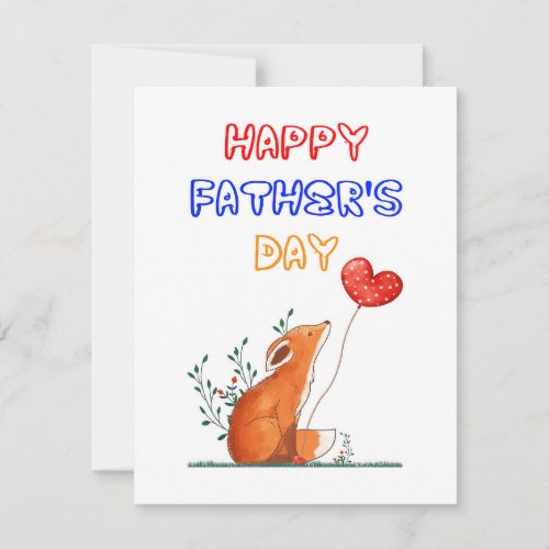 Happy Fathers Day Foxes Dad Daddy Gift Fox Father Note Card