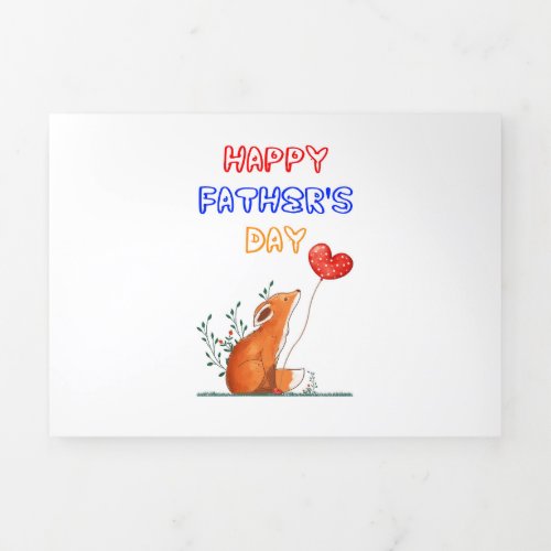 Happy Fathers Day Foxes Dad Daddy Gift Fox Father Tri_Fold Holiday Card