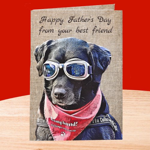 Happy Fathers Day from Cool Dude Black Lab Dog Card