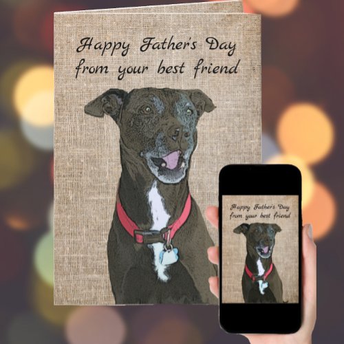 Happy Fathers Day from Cute Pit Bull Card