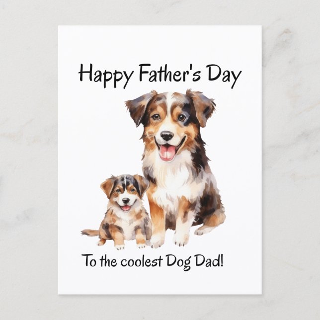 happy fathers day from dog to the coolest dad postcard (Front)