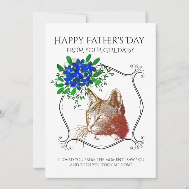 Happy Father's Day From The Cat Custom Photo Holiday Card (Front)